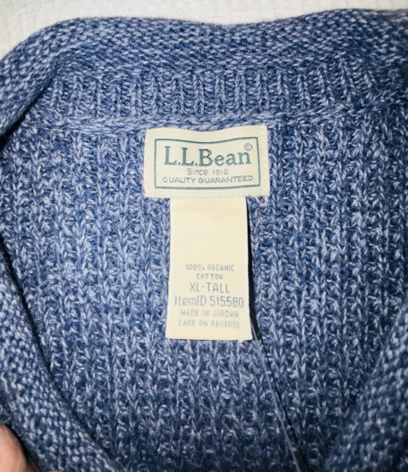 Suéter de cuello redondo tejido 100 % algodón LL Bean XLT para hombre. Nuevo Foto 3 de 4