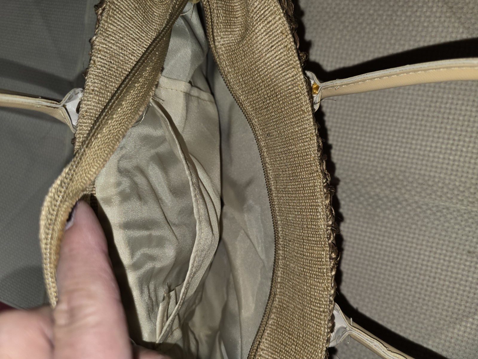 Hand Woven Rope and Twine Hand Made Double Handle Zipper Top Bag