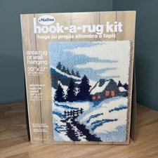 VTG Malina Hook A Rug Kit 20”x27” Winter Snow Cabin Wall Hanging #25/33 COMPLETE