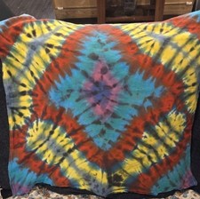 VTG Tie Dye Bandana Multi Tye Dyed Handmade Hippie Cotton Made in USA 30"x 26"