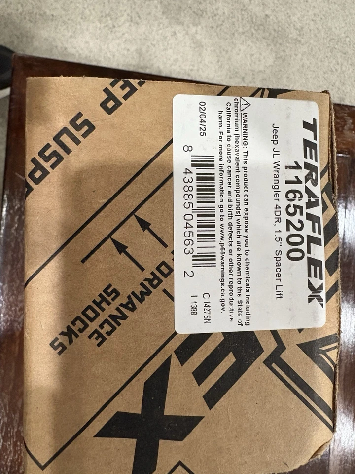 TeraFlex 1.5" 1165200 JL Wrangler 4 Door Spacer Kit, 1 pack NEW See Photos - Image 3 of 4