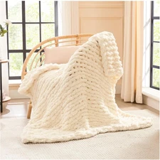 Chunky Knit Chenille Throw Blanket 40x50 - Stylish Comfort for Every Season