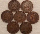 7 DIFFERENT Indian Head Cent Penny Lot Coins - #217