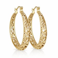 Large Graduated Hoop Earrings with Scrollwork...