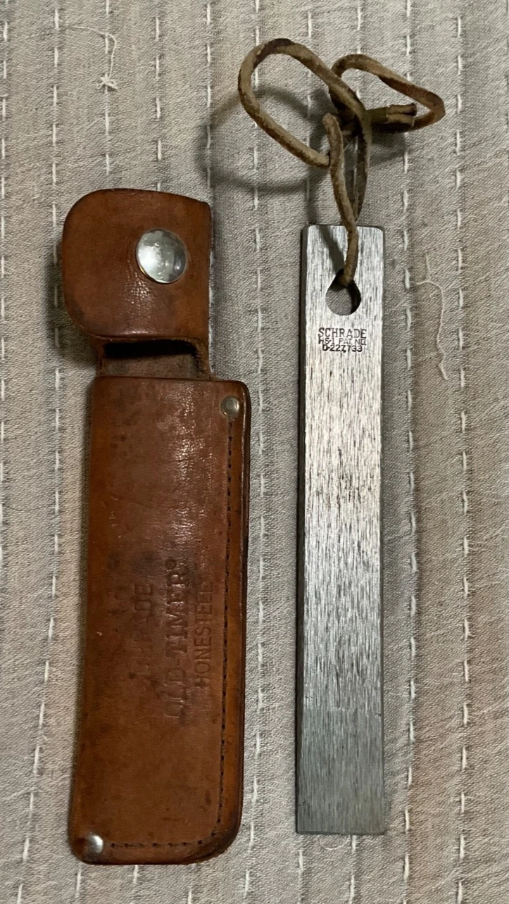 Vtg Schrade Old Timer Honesteel Knife Sharpener w/Leather Sheath 7in Long
Opens in a new window or t