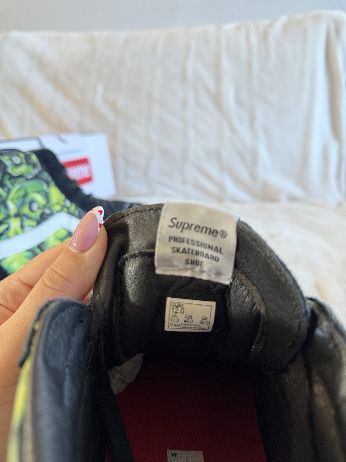 Size 12- Vans Supreme x Sk8- High Glow-In-The-Dark Skull Pile thumbnail 7