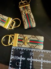 GUCCI KEY FOBS Stocking Stuffers Bundle of 3 3  Tan W/Gold Bee Holiday Special