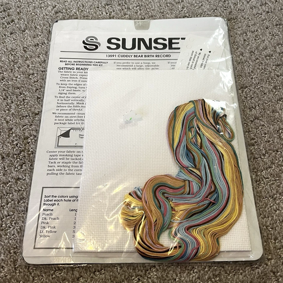 Sunset Dimensions Cross Stitch Kit Cuddly Bear Birth Record Personalized #13591 - Image 4 of 4