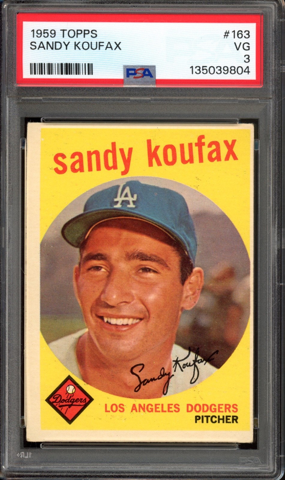 1959 Topps #163 Sandy Koufax PSA 3 Vintage HOF Baseball Card (9804)