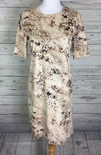 Spense Sheath Dress Women’s Size 6 Brown Beige Faux Suede Animal Print Back Zip