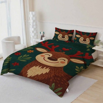 3D Christmas Theme Elk Quilt Cover Set Bedding Sets Pillowcases