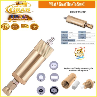 #ad High Pressure 30MPa Air Filter Water Oil Separator for PCP Compressor Gold $41.91