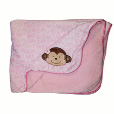 Just One You Carter's Monkey Hearts Pink Sherpa Lovey Security Blanket 27" X 37"