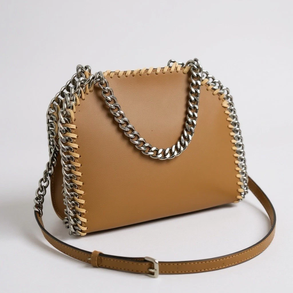 Stella McCartney — Stella McCartney Medium Eco Leather Chain Top Handle Crossbody Brown Tote Bag