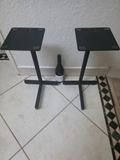 Black Metal Pair of Speaker Stands for Studio Monitors, Bookshelf, PC Speakers