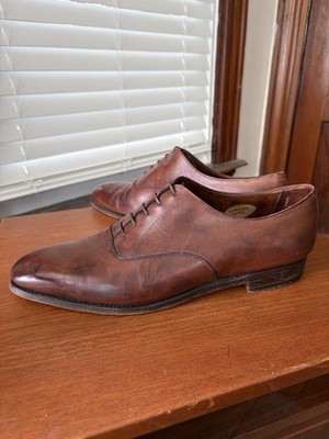 RALPH LAUREN PURPLE LABEL x EDWARD GREEN 11 UK 11.5 D BROWN PLAIN TOE SHOES