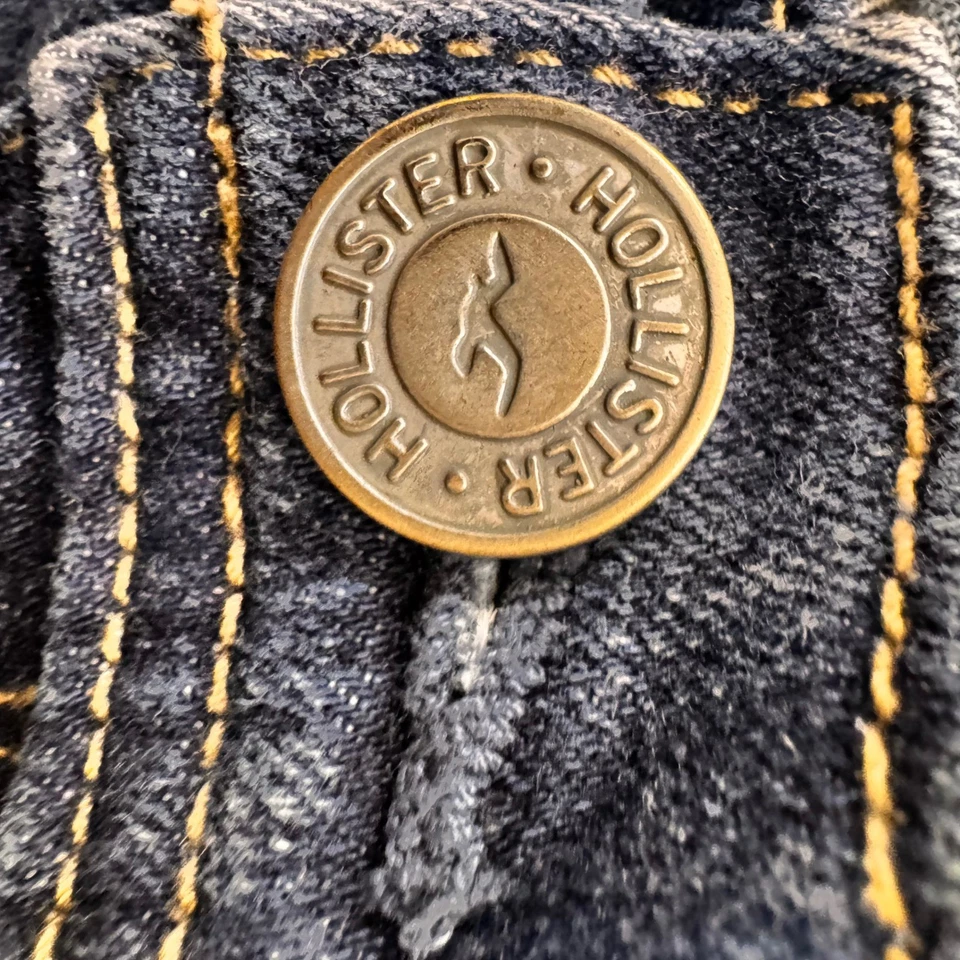 Pantalones Cortos Y2K Hollister Tiro Bajo Talla 5 Denim Lavado Oscuro Foto 3 de 4