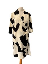 Monki Wrap Dress M Black White Mix V Neck Short Sleeve Short Polyester Womens