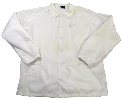 HUF Jacket Mens Large White Coach Windbreaker Snap Front Skateboarding 1651