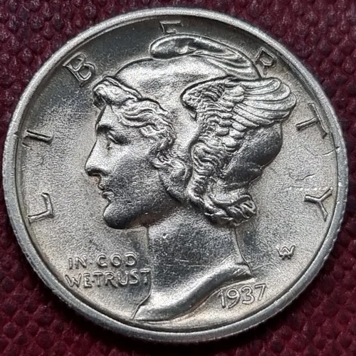1937 D Mercury Dime 10c BU UNC Uncirculated High Grade #100218