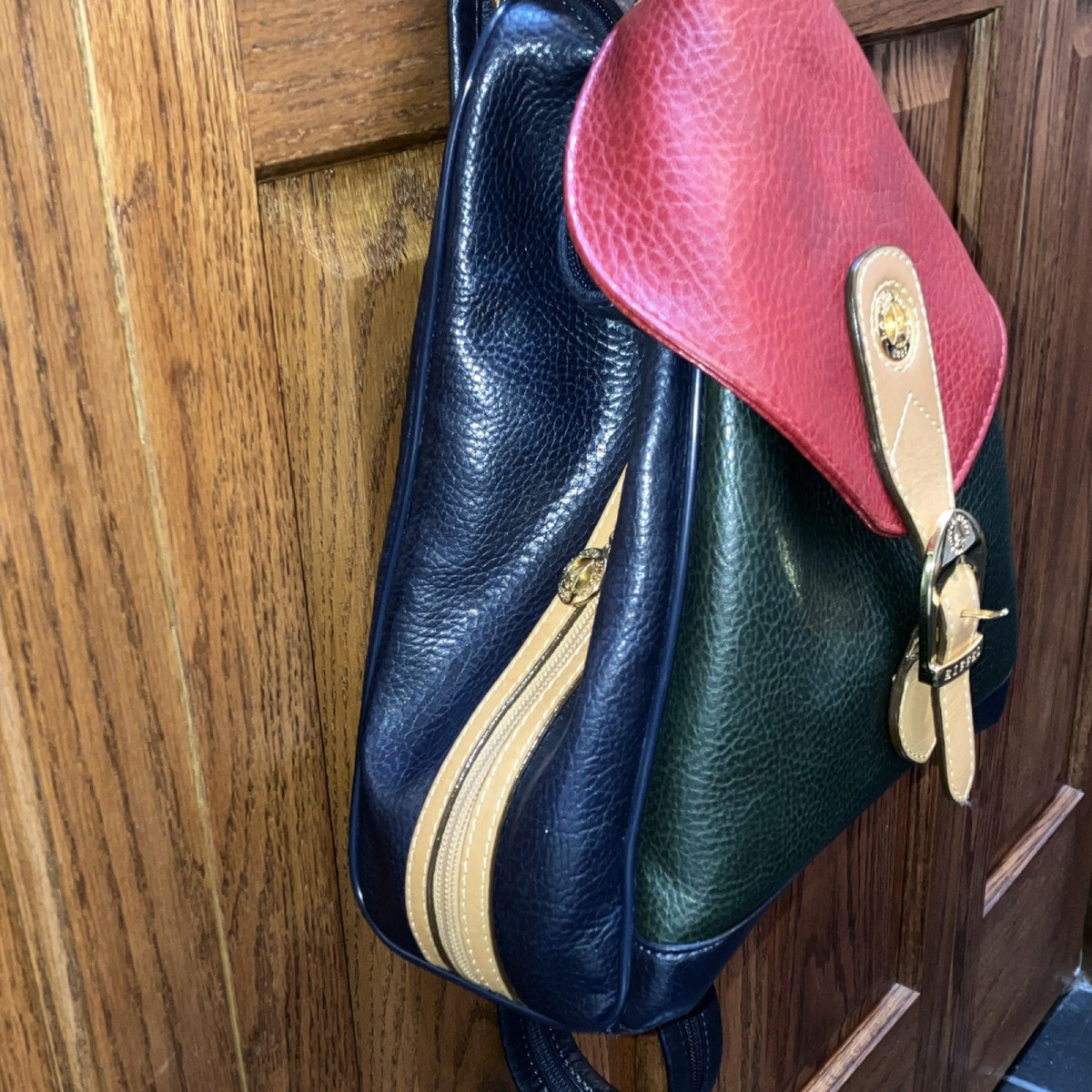 Unique La Tour Eiffel Colorblock Backpack with Gold Hardware 