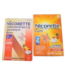 Lot Of 2 Nicorette 2mg Fruit Chill 100ct Exp 12/26