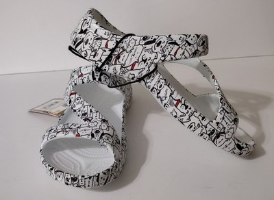 Dawgs Loudmouth Z Sandals Woof Dog Puppy Print White W/Black Red