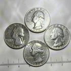 1964 Washington Quarters Silver Set of 4 Circulated US Coins