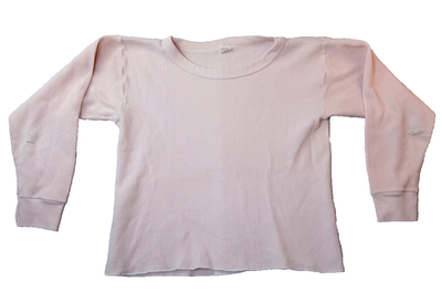 Vintage Pink Thermal Shirt Waffle Knit Grunge Distressed Womens
