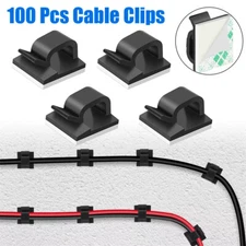 100Pcs Cable Clips Self-Adhesive Cord Management Wire Tie Holder Organizer Clamp