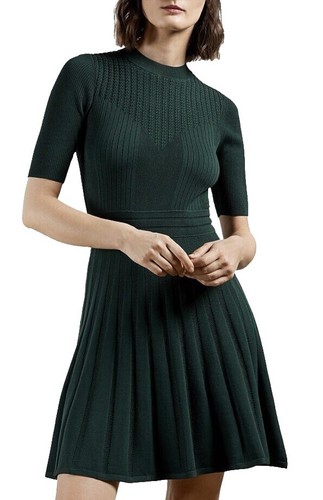 Ted Baker Green Knit Olivinn Stitch Detail Pleated Dress Sz 3 US 8 | eBay Ted Baker Green Knit Olivinn Stitch Detail Pleated Dress Sz 3 US 8 | eBay