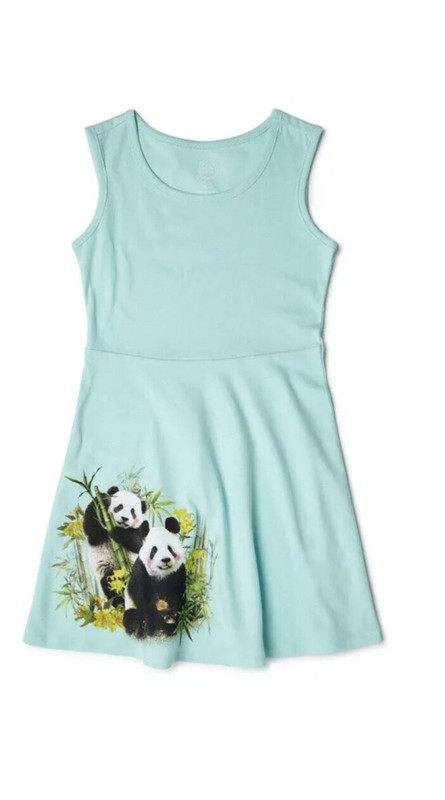 Wonder Nation Girls Mint Green Panda Bear Play Dress Size XS (4-5) NWT
