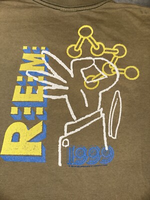 Vintage 90s 1999 rem band tee shirt green rabbit graphic concert