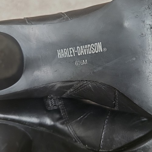 Harley-Davidson Stiefel Damen 6,5 Schwarz Leder Stiefeletten Motorrad Reißverschluss Nieten - Bild 11 von 15