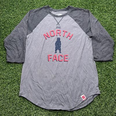 North Face 3/4 Sleeve Shirt Women Medium M Gray Bear Two Tone Lightweight