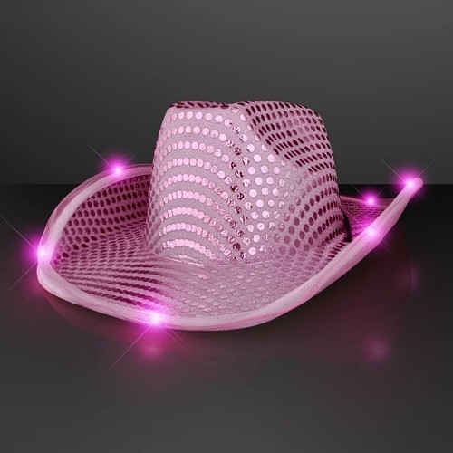 Sequin Light Up LED Flashing Cowboy Hat with Sequins LEDS, Cowgirl, Western - Picture 10 of 27
