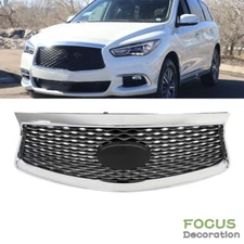 For Infiniti QX60 16-20 Front Upper Grille With Camera Hole Black&Chrome Grill