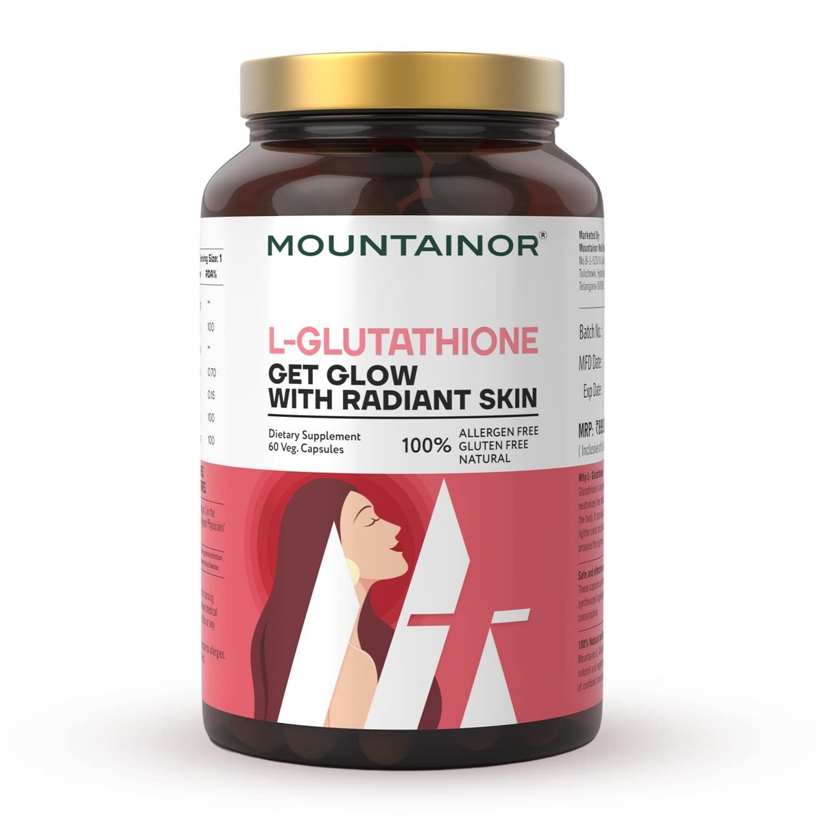 mountainor glutathione MOUNTAINOR L Glutathione 1000mg for Healthy, Brightening & Radiant Skin 60  Capsu
