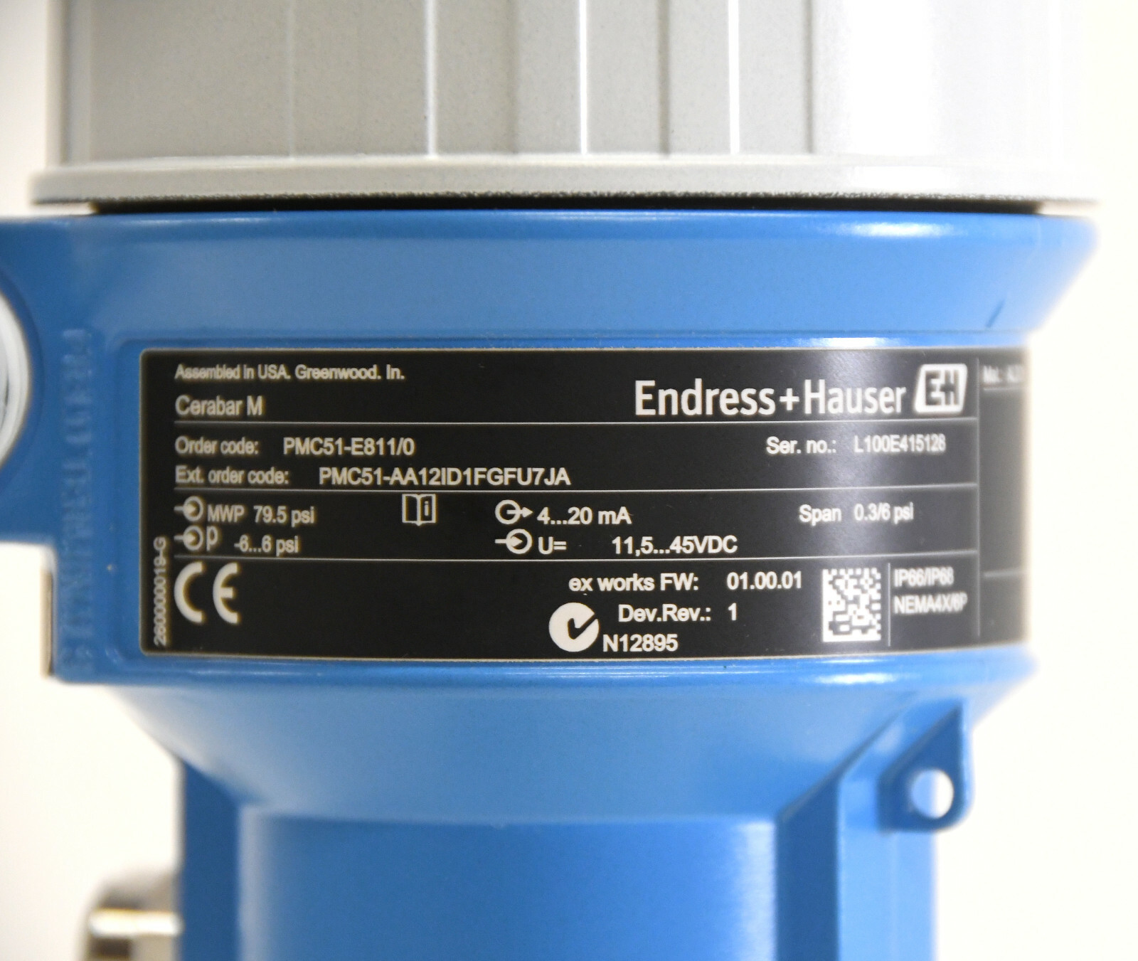 New Endress +Hauser EH PMC51-E811/0 AA12ID1FGFU7JA Cerabar M Sensor | eBay