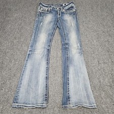 Miss Me Jeans Size 27 Fits 28x31 JE5014B35R Boot Cut Leg Studded Bling Flaps