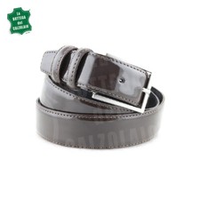Cintura pelle vitello spazzolato uomo abito cerimonia elegante vernice marrone