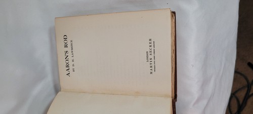Aaron's Rod; D.H. Lawrence; 1st UK Edition 1/1; 1922; Secker; Mowrer Collection - Picture 4 of 5