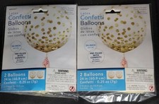 Lot of 2: Metallic Gold Latex Confetti 24-Inch Balloons 2 Per Pack NEW in Pack