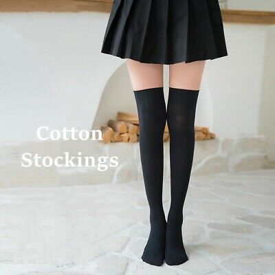 Details about   Cotton Stockings Thigh High Over Knee Socks Japanese Lolita JK Preppy Solid Cute