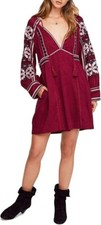 Free People All My Life Embroidered Smocked Dress Light Purple Size S