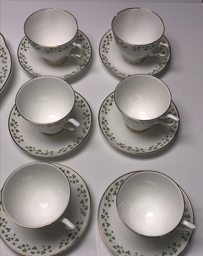 22 Pc Royal Tara SHAMROCK Fine Bone China Tea Cup Saucer Galway Ireland - Bild 5 von 19