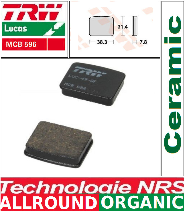 Plaquettes arrière TRW MCB596 pour la rénovation du freinage Gilera DNA 50