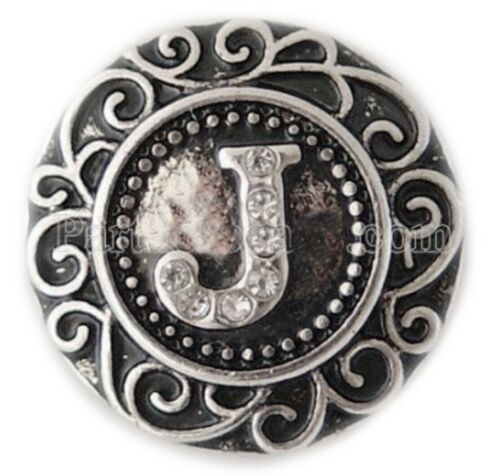 Lettre J" strass 20 mm charme instantané bijoux interchangeables pour clichés au gingembre - Photo 1/1
