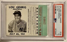 New York Yankees Lou Gehrig Memorial July 4th 1941 Ticket Stub - PSA Ex 5!
