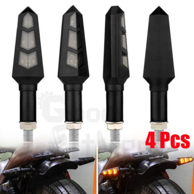 4x Universal LED Amber Motorcycle Turn Signal Indicator Blinker Light Brake Lamp